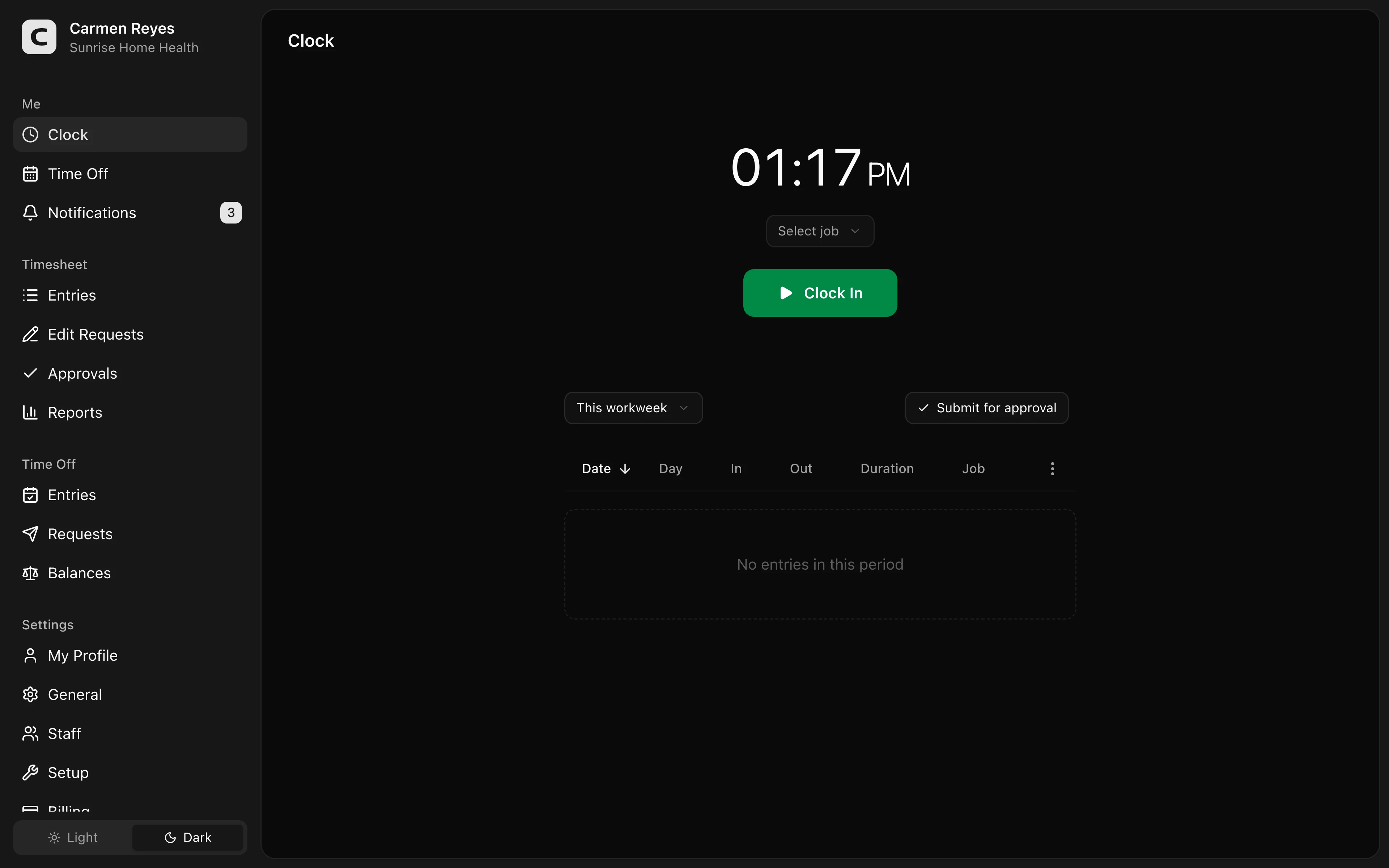 Clock page