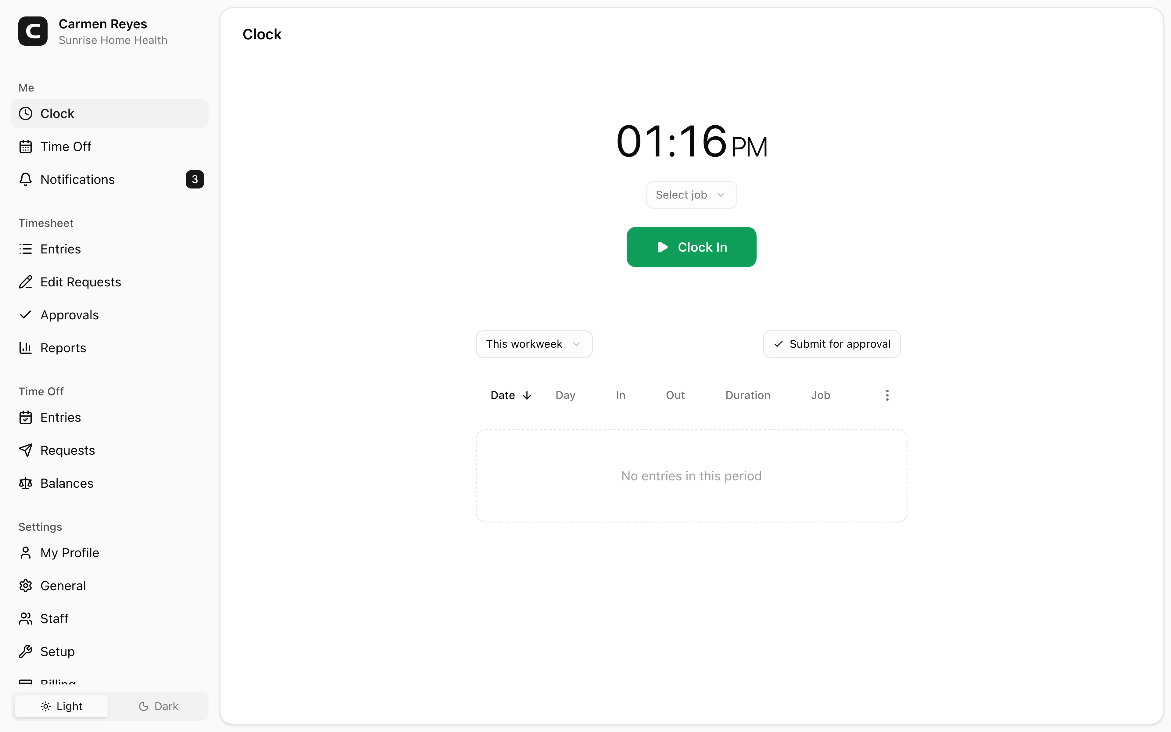 Clock page