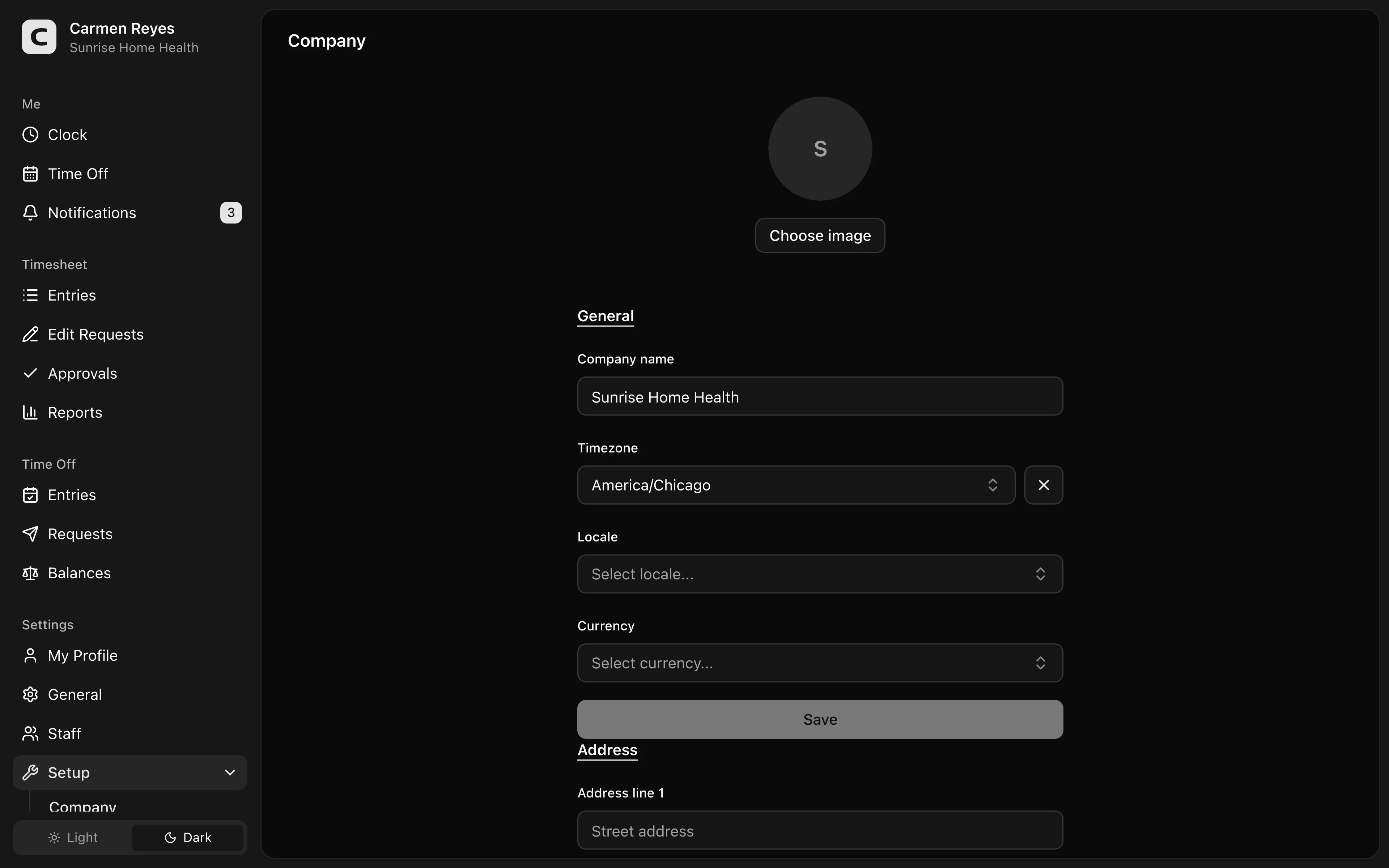 Company page