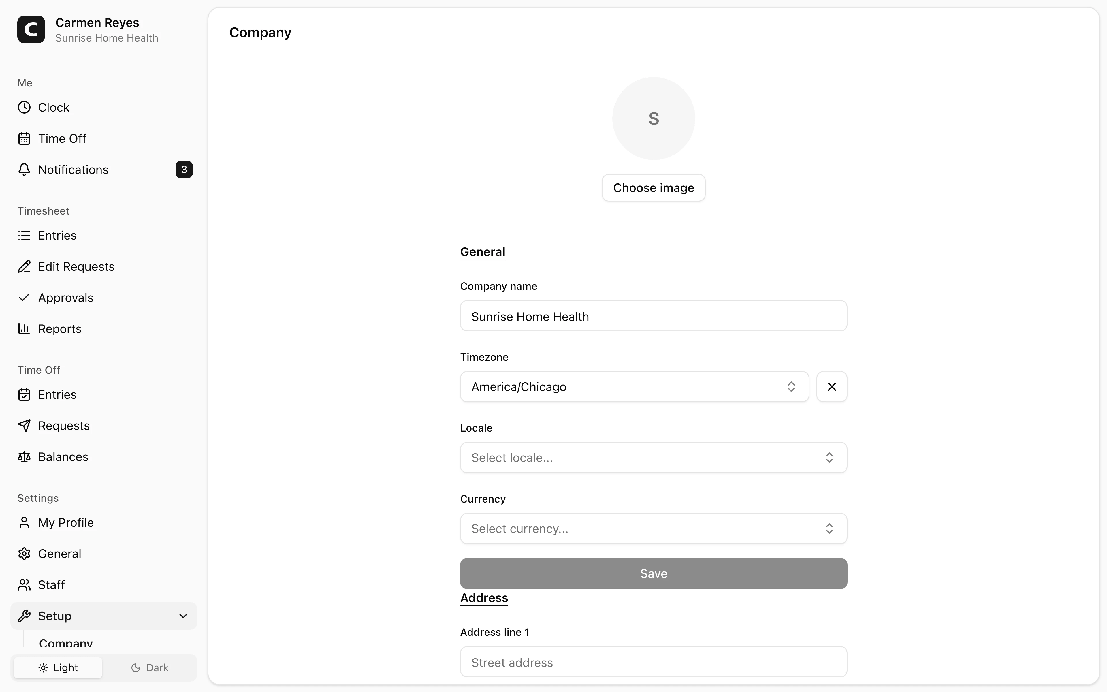 Company page