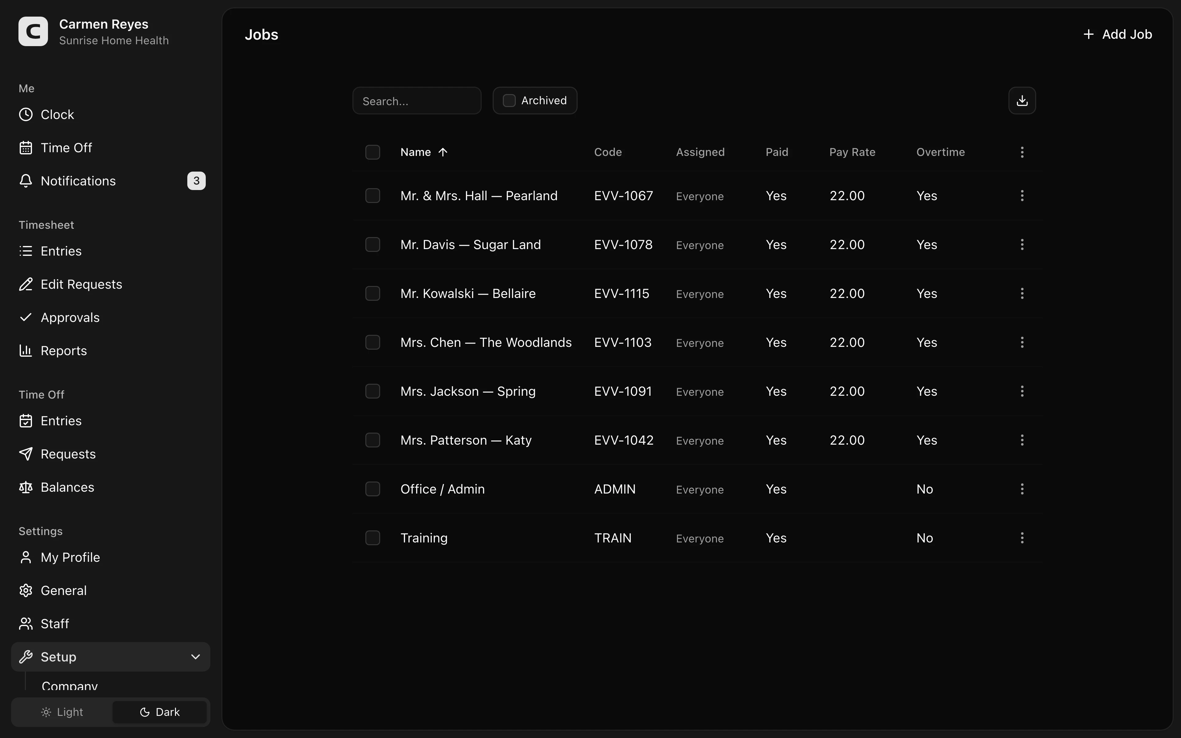 Jobs page