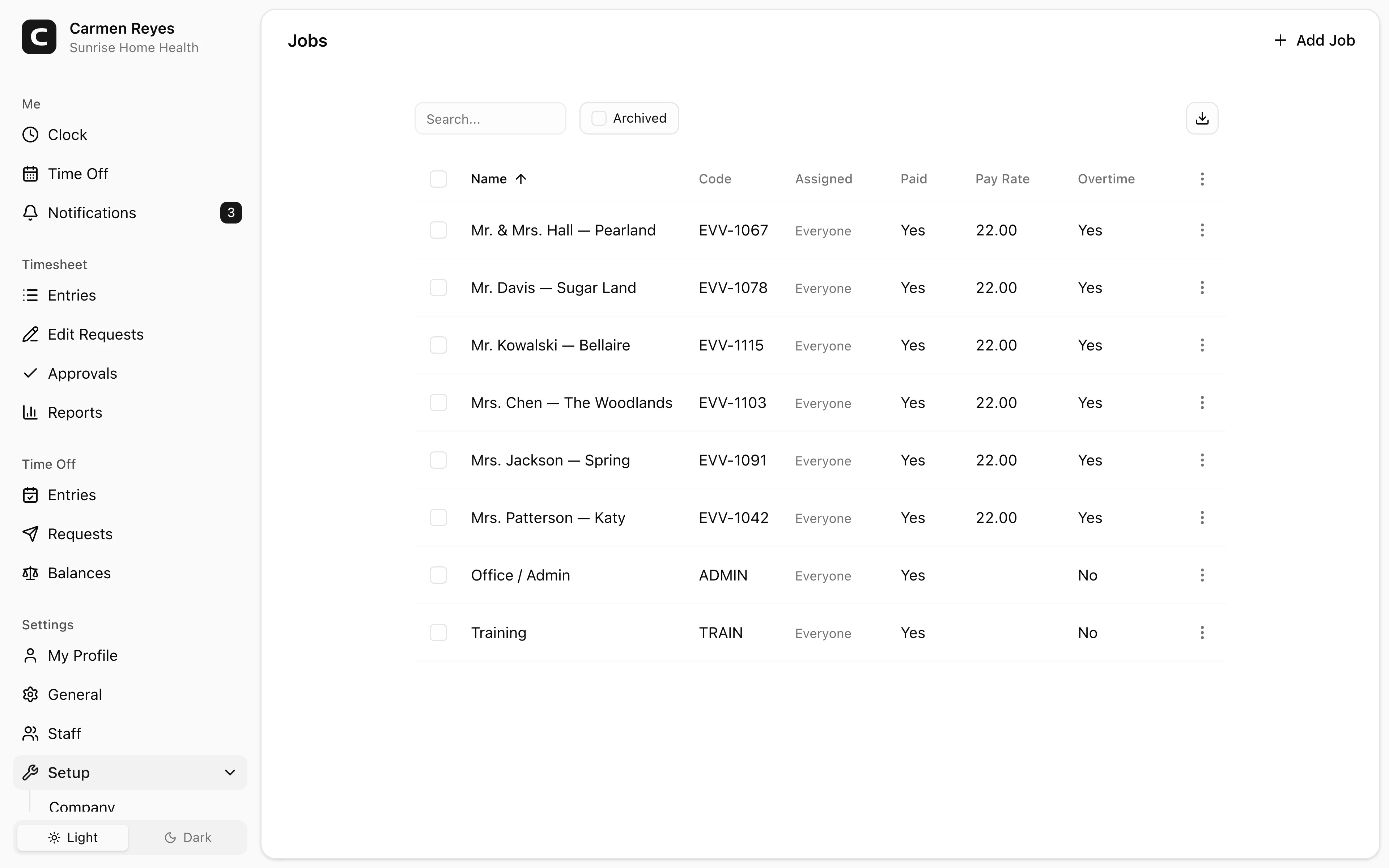 Jobs page