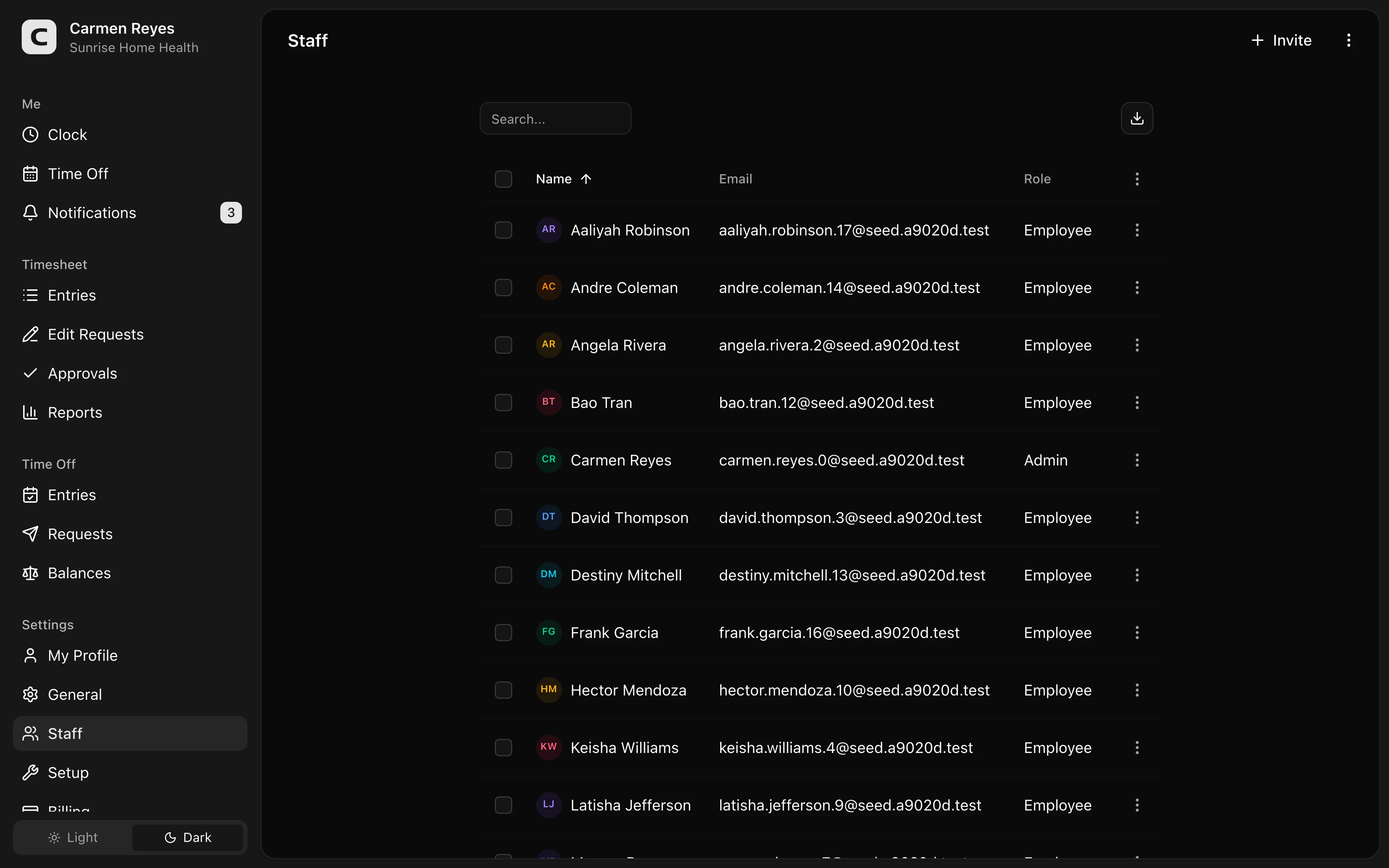 Staff page