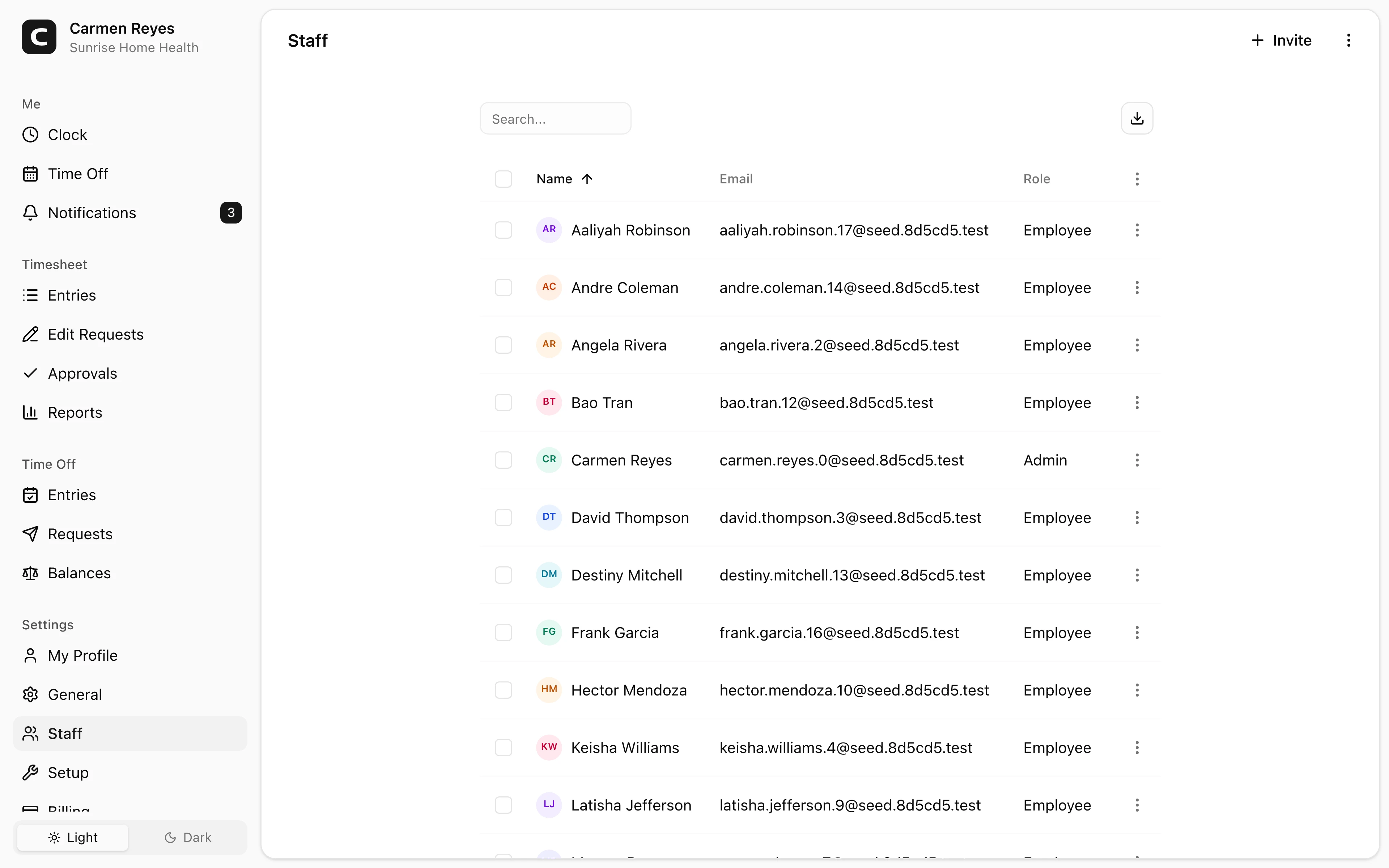 Staff page